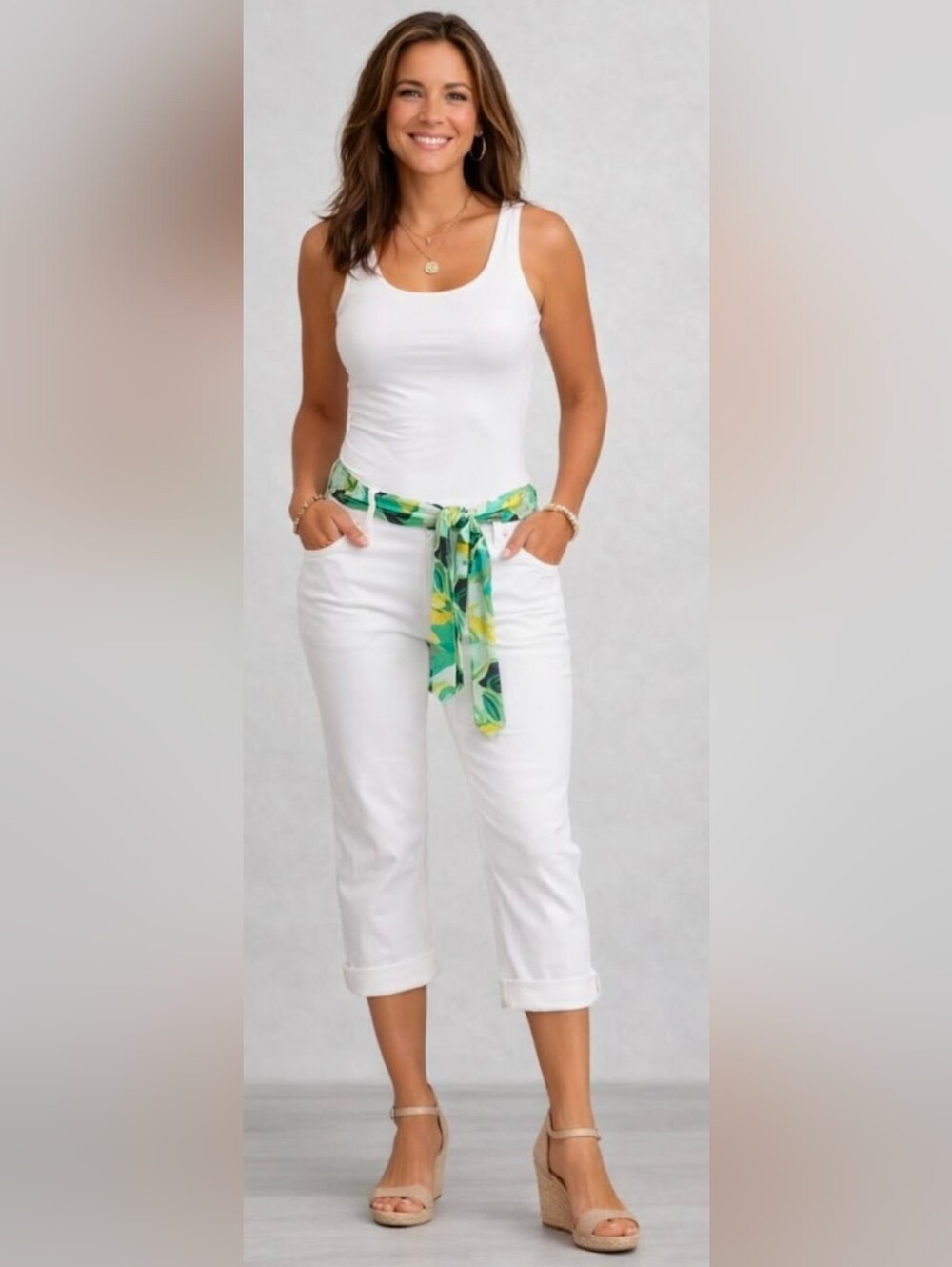 Loft Ann Taylor 100% Cotton Marisa White Capri Pants 4